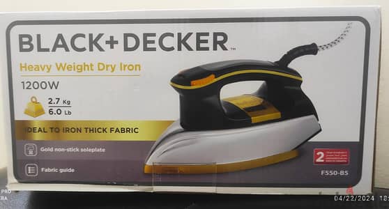 Black+Decker, 1200W Heavy Weight Dry Iron