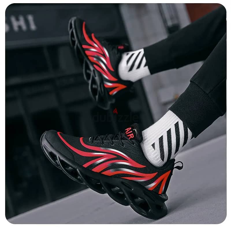 Shoes Men Flame Printed Sneakers Knit Athletic 5