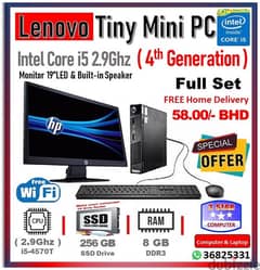 Lenovo Tiny PC Computer Core i5 4th Generation With 19"LED Monitor 0