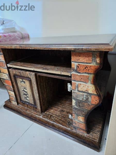 TV trolley / table with storage and shelves, vintage style 3