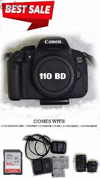 Canon 700D | with extra battery & lense 3