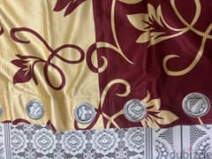 Dark red and golden colour curtains with beautiful designs for sale 0