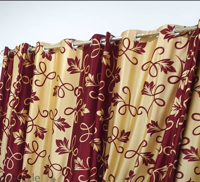 Dark red and golden colour curtains with beautiful designs for sale 1