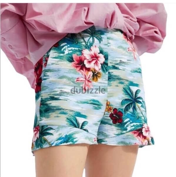 Zara tropical print ruffled short 1