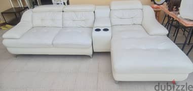 L-shaped leather sofa , TV console