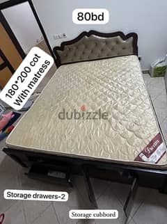 matress 180*200 with cot & storage cupboard