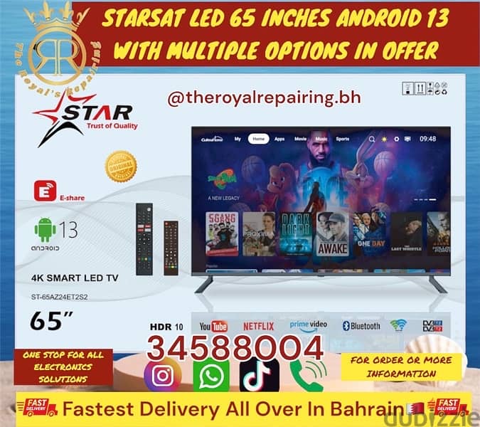 65inches LCD SMART ANDROID 13 BOX PACK WITH ALL ACCESSORIES FOR SALE 0