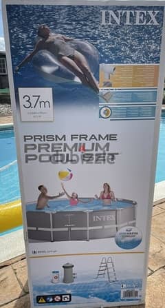 Intex swiming pool large size 3.7m with quality metal bars 99cm 0