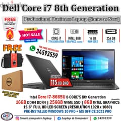 DELL i7 8th Generation Laptop 16GB Ram Intel 8GB Graphics 14" FHD LED