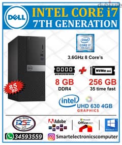 DELL Core i7 7th Generation Computer 8GB RAM M2 256GB SSD Good Working 0