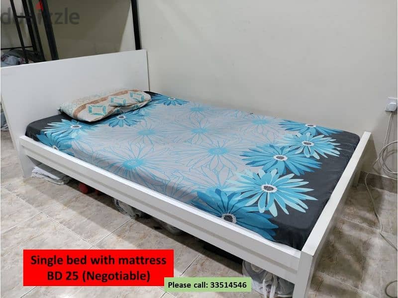 WOODEN WIDE SINGLE BED WITH MATTRESS 4