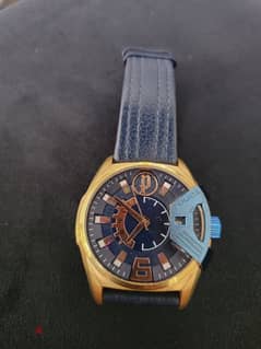 Men's Blue Police Leather Strap Watch.