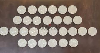 Old US liberty Quarter dollar 29 coins different years