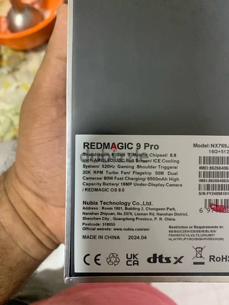 Redmagic 9 pro 16gb Ram 512 rom snapdragon 8 gen3 3