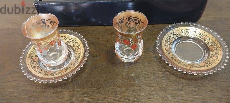 Nice BRAND NEW 12 piece glass cup & saucer set 2