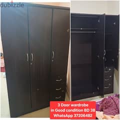 3 Doorr wardrobe and other items for sale with Delivery 0