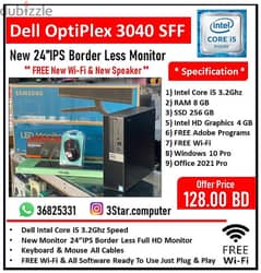 Dell Core i5 6th Gen Computer New 24"Border Less Monitor FREE Wi-Fi & 0