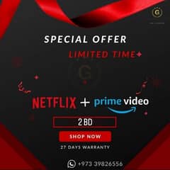 Netflix + Prime video 2 bd both Accountss subscriptionss 1 MONTH 4K HD