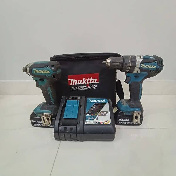 Used Makita Cordless Brushless Hammer Drill & Impact Driver 8