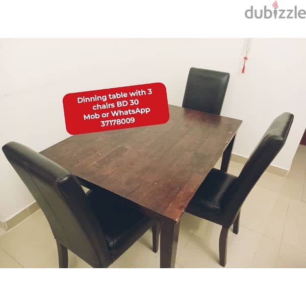 Dinning table with 6 chairs and other household items for sale 15