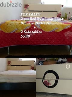 FOR SALE. GIRLS 2 BED WITH MATTRESS. SIZE 200X120.2 SIDE TABLES.