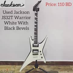 Used Jackson JS32T Warrior White with Black Bevels