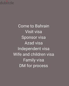 Bahrain azad visa. sponsor visa. independent visa. work visa. investor