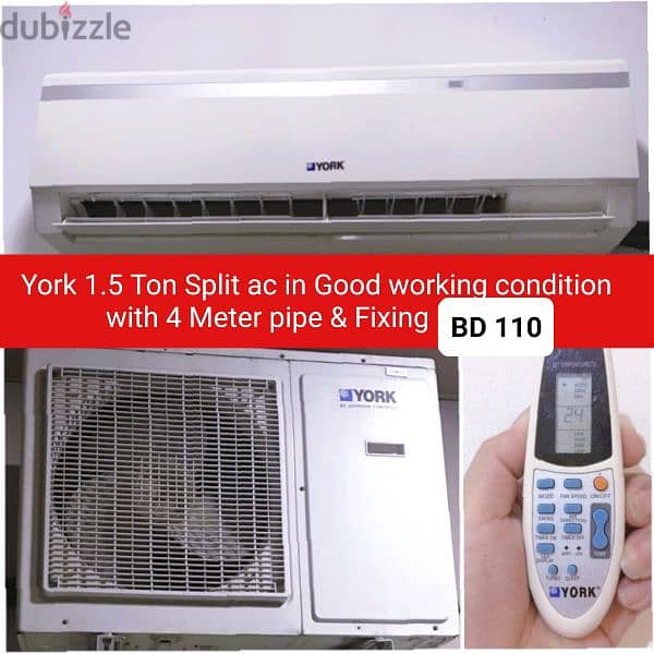 york 1.5 ton split ac and other acss for sale with fixing 0