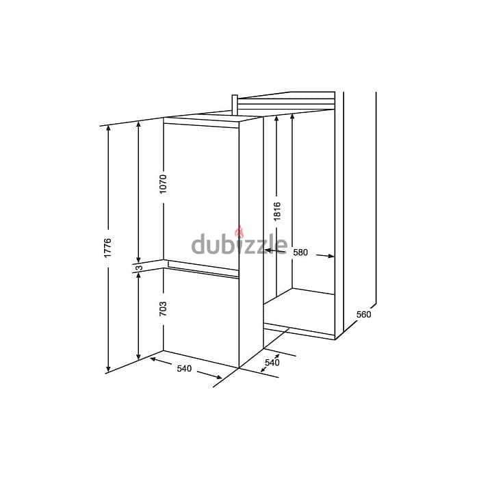 ELBA Fridge Built-In Bottom Freezer 310L 1