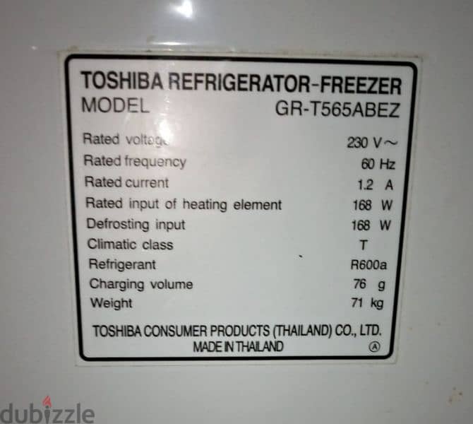 Toshiba refrigerator made in thailand 1