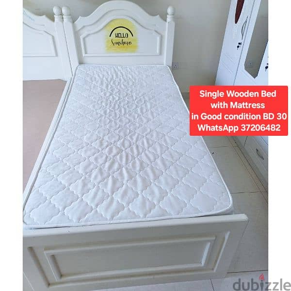 Twin side bed with mattress and other items for sale with Delivery 16