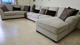 BHD 250, Ashley Brand Beige Color Sofa Set 4.5 Yrs, Excellent, Urgent