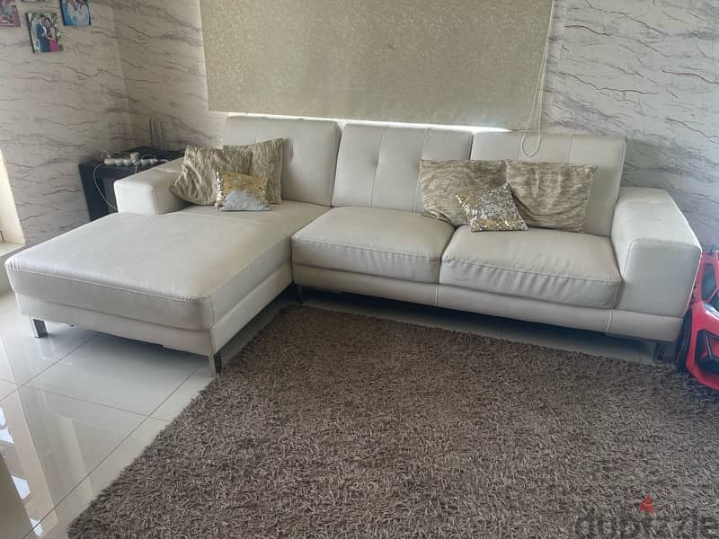 Homecenter Sofa for Sale L-shape and white color Leather 1