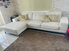 Homecenter Sofa for Sale L-shape and white color Leather