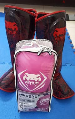 Venum Boxing Gloves And Elite Shin Guards Fitness Urgent Sale