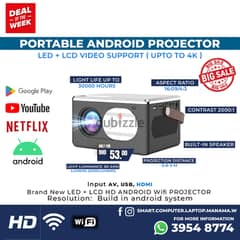 Portable Android Projector LED + LCD Video Support ( Upto to 4K )