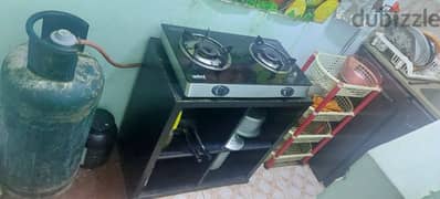 Gas Cylinder and Regulator pipe with stove and table