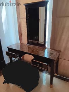 Soild wood dressing table with marble top