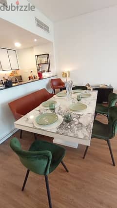 6-8 Seater Marble top dining Table