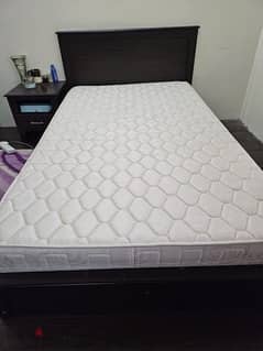45 BD - Double size bed with mattress & bedside table (Good condition) 0