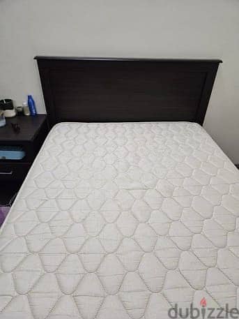 45 BD - Double size bed with mattress & bedside table (Good condition) 1