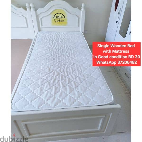 Bed with mattress and other items for sale with Delivery 10