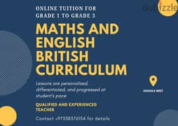 Online Math and English Tuition (Grade 1 to 3)