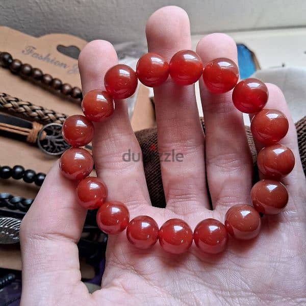 Red Carnalian Gemstone bracelet عقيق احمر 0