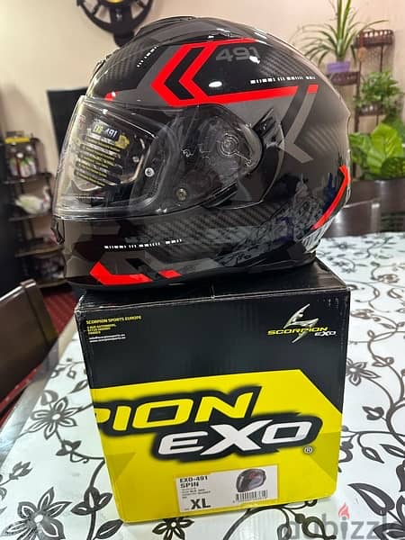 just opened- Scorpion Exo 491  spin red ece 2206 XL with sundown visor 1