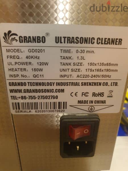 Granbo Ultrasonic cleaner 1.3 Liter with heater 1
