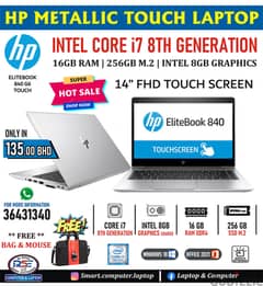 HP i7 Touch Laptop 8th Generation 16GB RAM M. 2 256GB 14" TOUCH Display 0