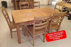 Dinning table with 6 chairs and other household items for sale