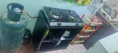 Gas cylinder+reglator+stove+table