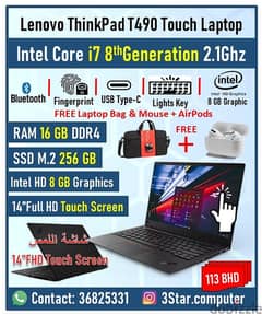 Lenovo Laptop Core i7 8th Generation 16GB RAM FREE AirPods Pro+bag &